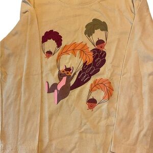 Kids Tan/Yellow Long Sleeve Shirt with Squirrel Parachute Graphic NWOT
